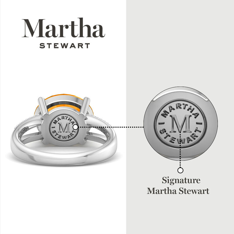 Martha Stewart 6 3/4ctw. Oval Citrine & Lab Grown Diamond Halo Ring In Sterling Silver image number null